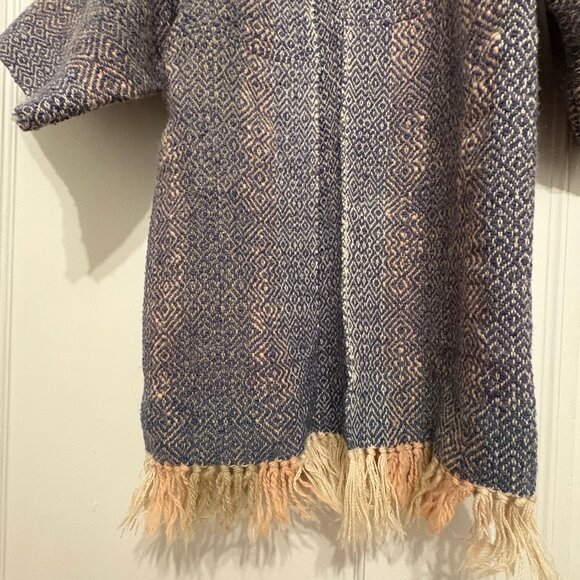 Boho Handwoven Peruvian Sweater – Geometric Pattern & Fringe - Picture 3 of 4